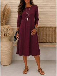 Erika | A-Line Midi Cocktail Dresses with Crew Neck for Women