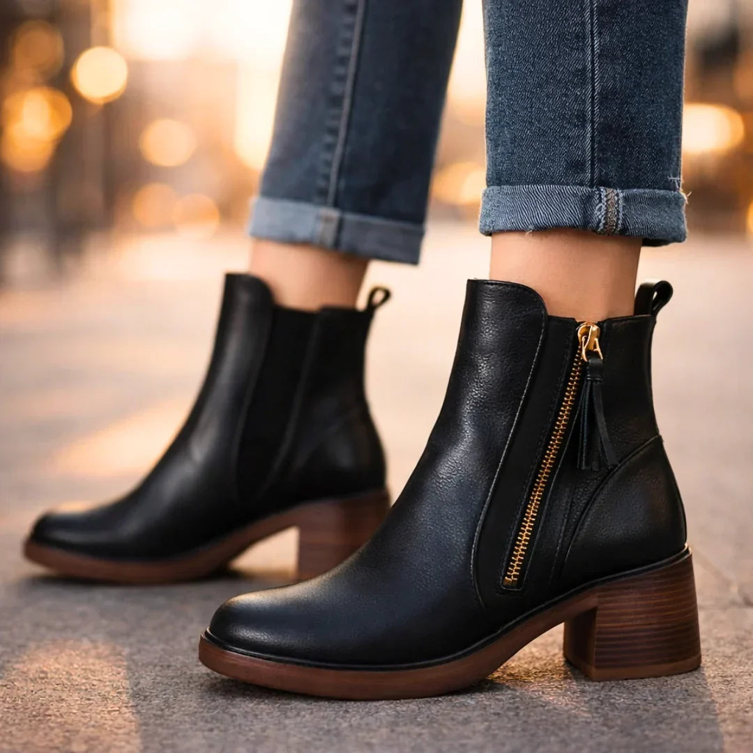 Barbara | Almond Toe Ankle Boots with Side Zip for Women