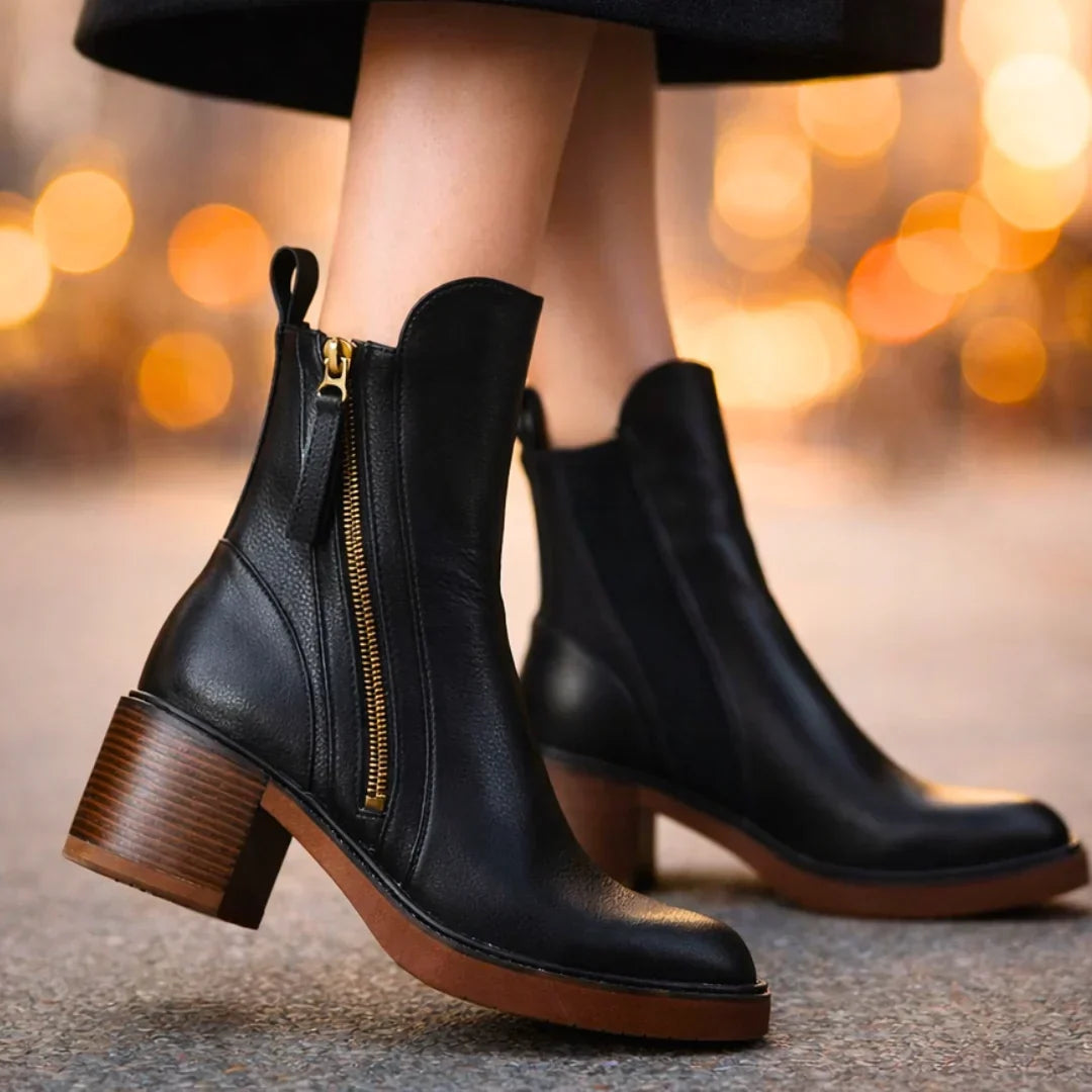 Barbara | Almond Toe Ankle Boots with Side Zip for Women