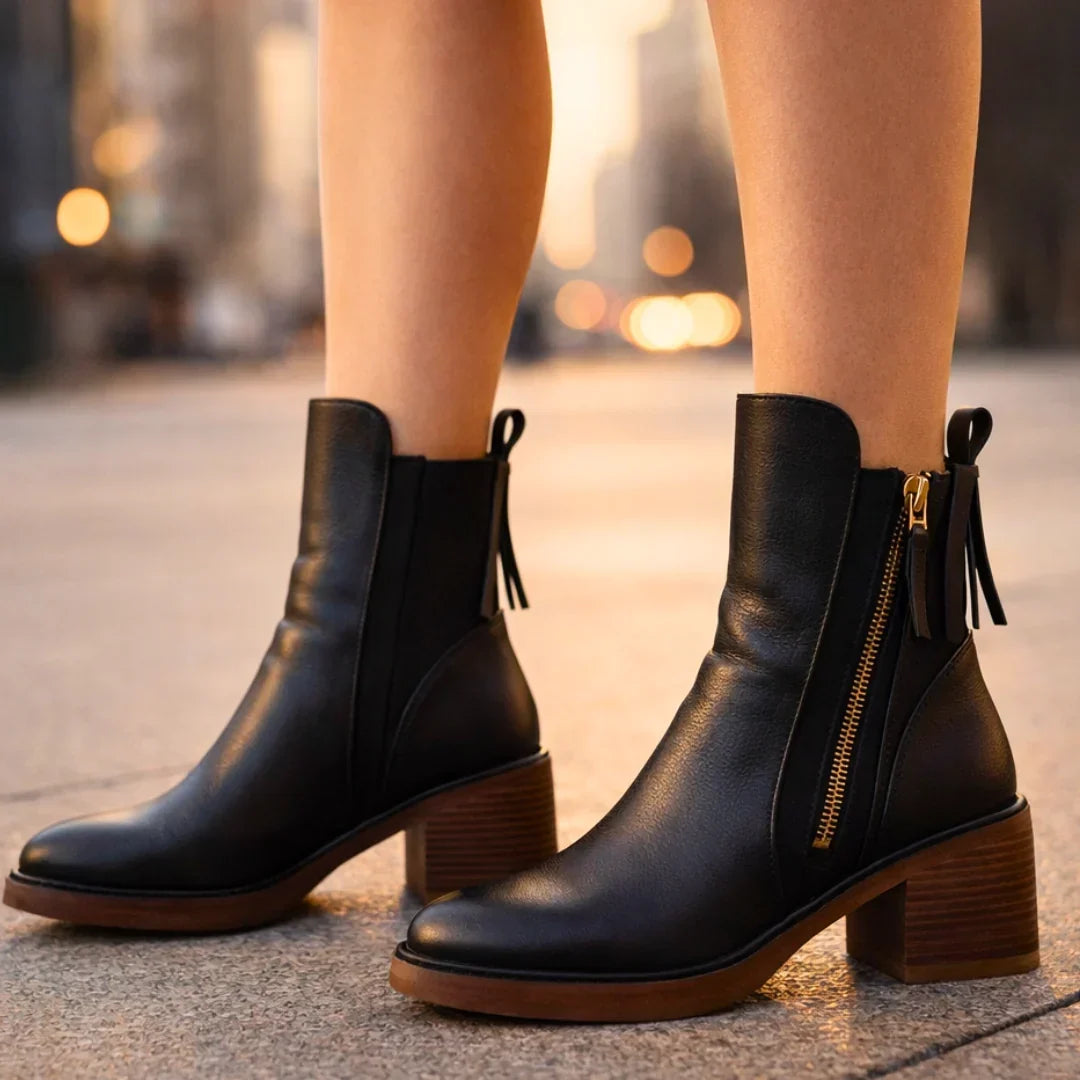 Barbara | Almond Toe Ankle Boots with Side Zip for Women