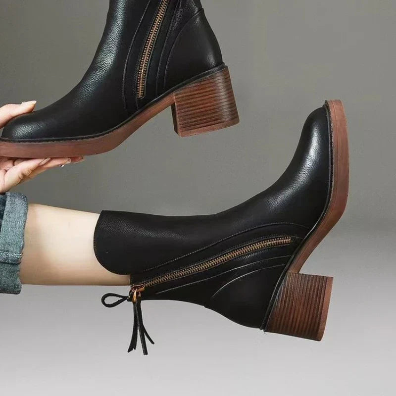 Barbara | Almond Toe Ankle Boots with Side Zip for Women