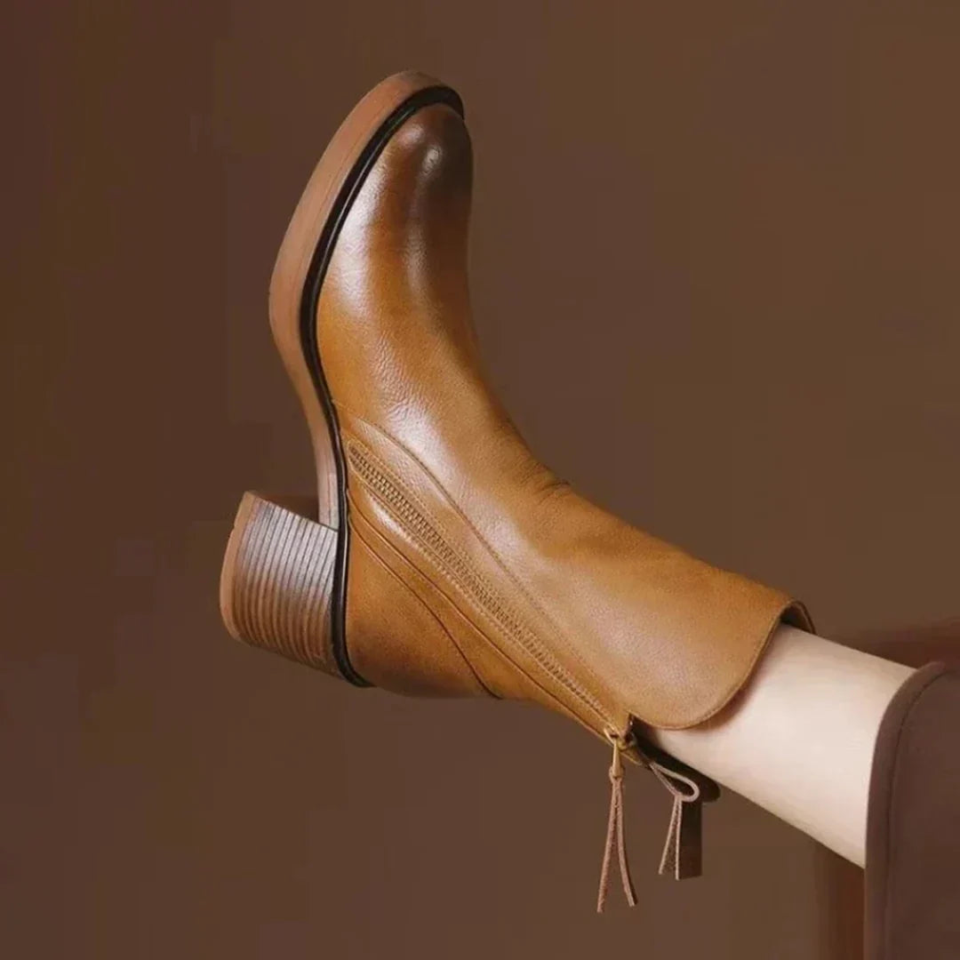 Barbara | Almond Toe Ankle Boots with Side Zip for Women