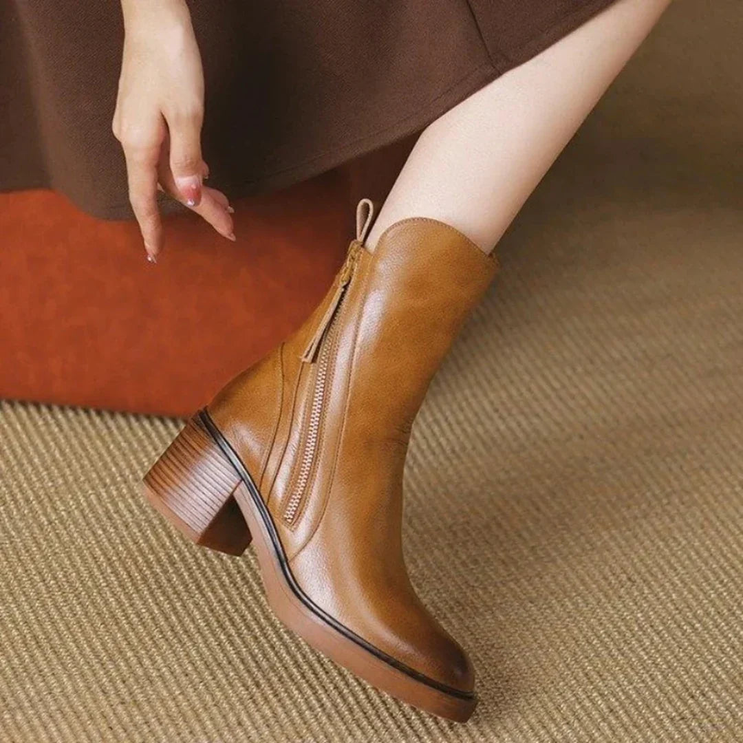 Barbara | Almond Toe Ankle Boots with Side Zip for Women