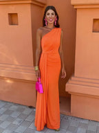 Maeve's One-Shoulder Draped Maxi Dress for Women