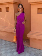 Maeve's One-Shoulder Draped Maxi Dress for Women