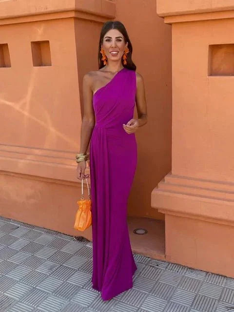 Maeve's One-Shoulder Draped Maxi Dress for Women