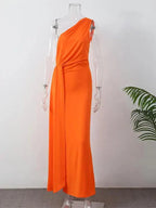 Maeve's One-Shoulder Draped Maxi Dress for Women