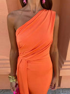 Maeve's One-Shoulder Draped Maxi Dress for Women