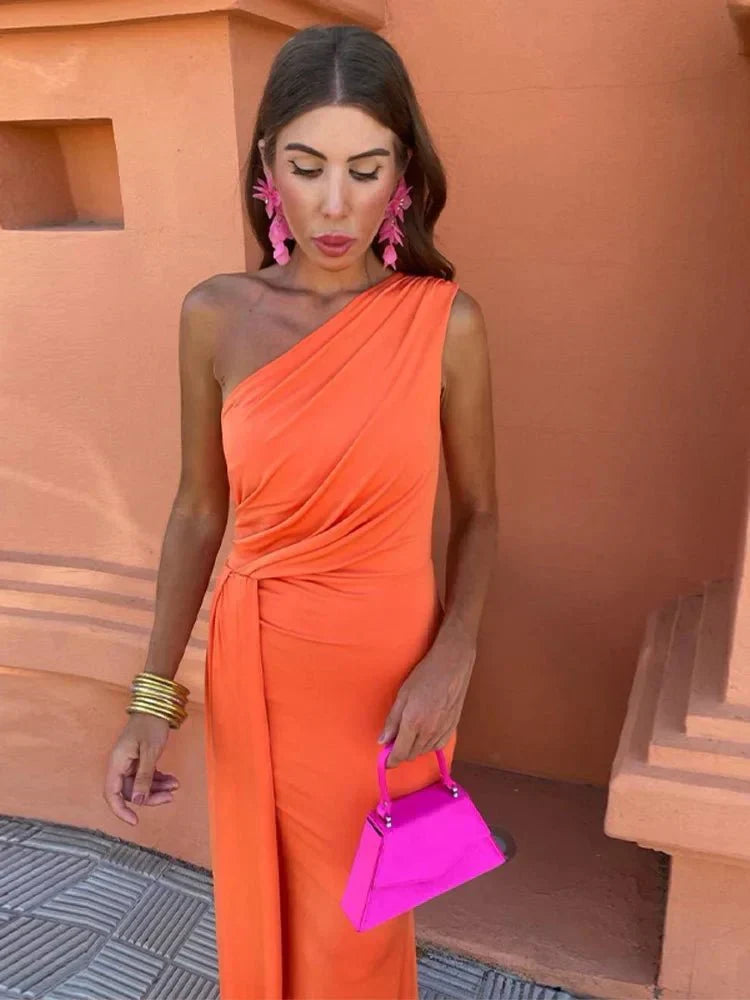Maeve's One-Shoulder Draped Maxi Dress for Women