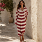 Althea | Striped Hooded Maxi Dress with Pockets for Women
