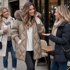 Andrea Oversized Quilted Puffer Parka with Fur Hood for Women