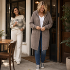 Amber | Zip-Front Hooded Ribbed Midi Cardigan for Women