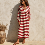 Althea | Striped Hooded Maxi Dress with Pockets for Women