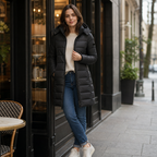 Leah | Quilted Mid-Length Puffer Jacket with Hood for Women