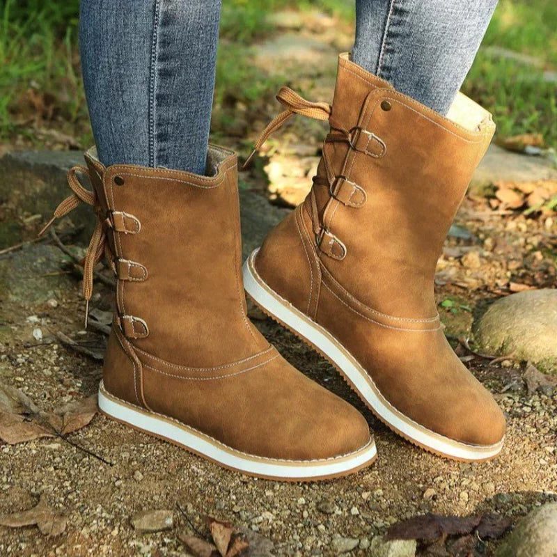 Rosina | Suede Lace-Up Mid-Calf Winter Boots for Women