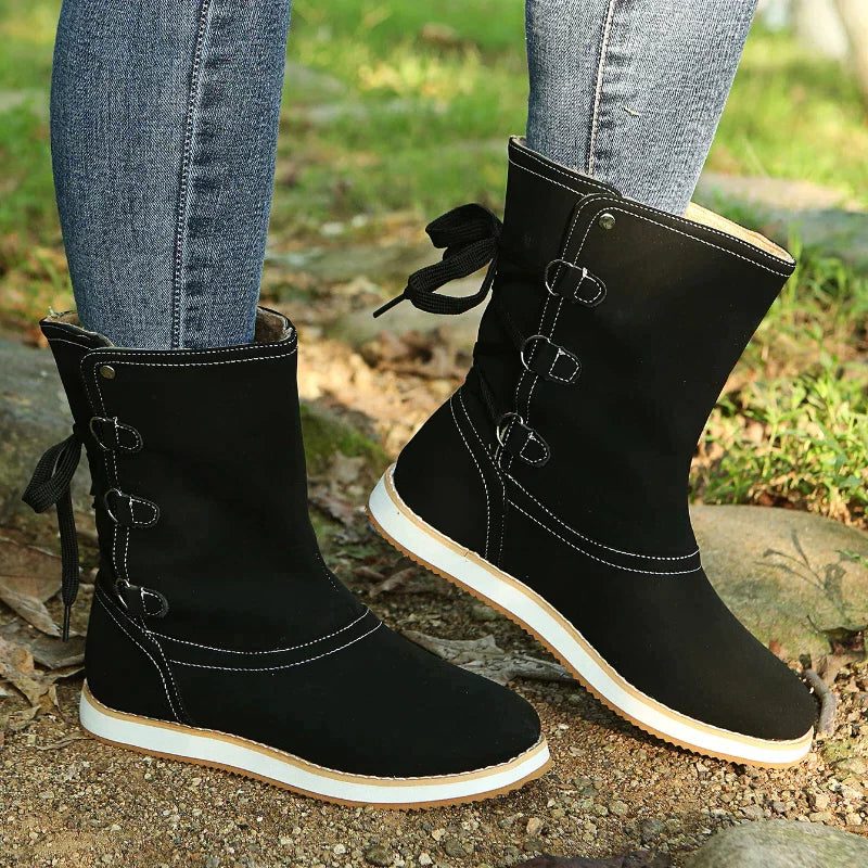 Rosina | Suede Lace-Up Mid-Calf Winter Boots for Women