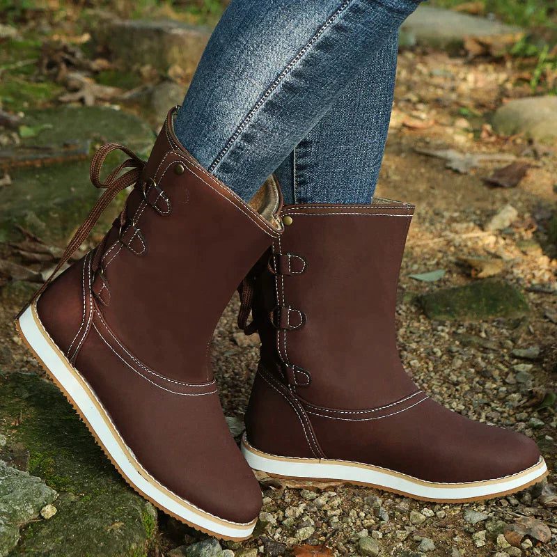 Rosina | Suede Lace-Up Mid-Calf Winter Boots for Women