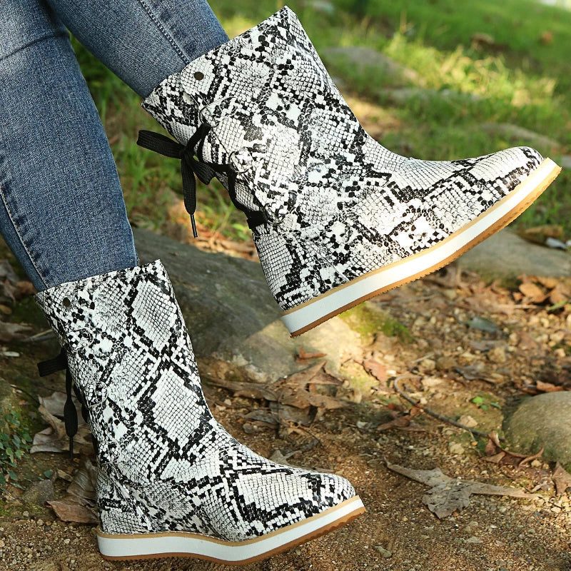 Rosina | Suede Lace-Up Mid-Calf Winter Boots for Women