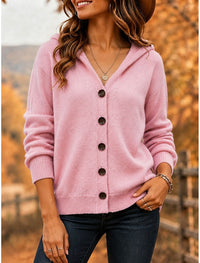 Ophelia | Ribbed Hooded Button-Front Cardigan for Women