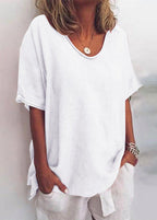 Sofia | Round-Neck Loose-Fit Blouse with Dropped Shoulders for Women