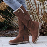 Paige | Suede Knee-High Winter Boots with Ridged Sole for Women