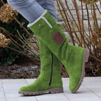 Paige | Suede Knee-High Winter Boots with Ridged Sole for Women