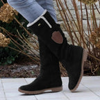 Paige | Suede Knee-High Winter Boots with Ridged Sole for Women