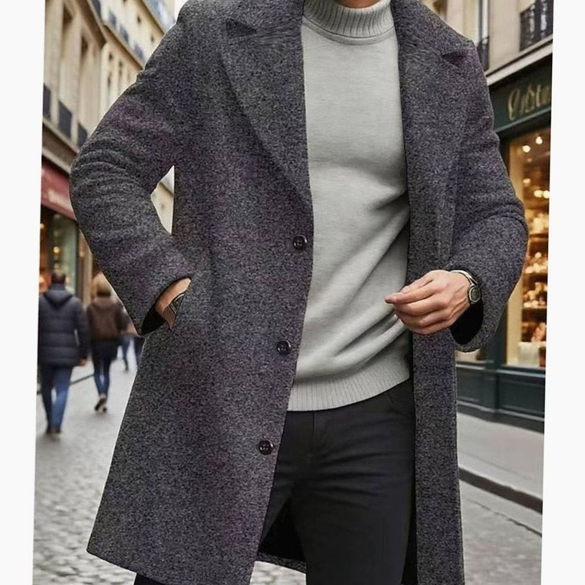 Simon | Single-Breasted Longline Overcoat for Men