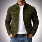 August | Button-Front Stand-Collar Jacket for Men