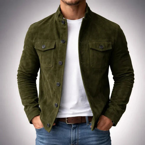 August | Button-Front Stand-Collar Jacket for Men