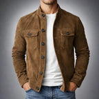 August | Button-Front Stand-Collar Jacket for Men