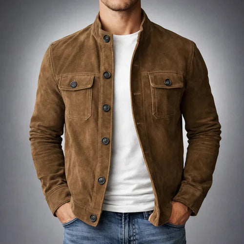 August | Button-Front Stand-Collar Jacket for Men