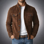 August | Button-Front Stand-Collar Jacket for Men