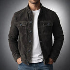 August | Button-Front Stand-Collar Jacket for Men