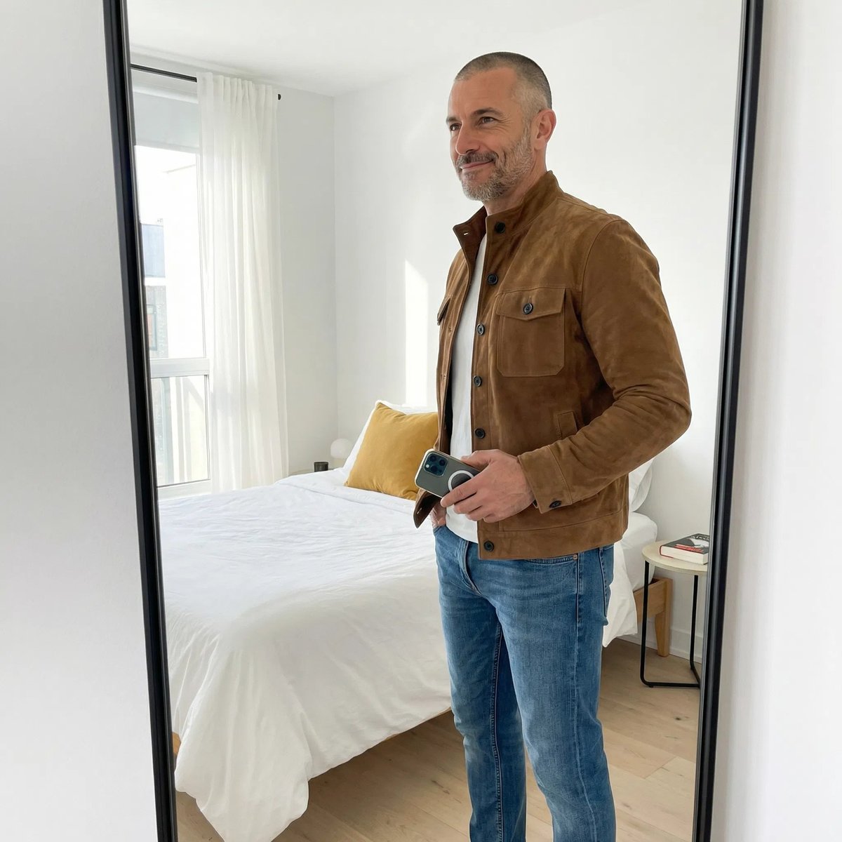 August | Button-Front Stand-Collar Jacket for Men