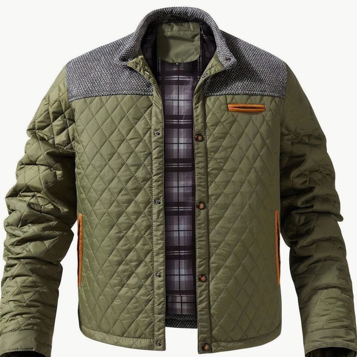 Stefan | Quilted Stand-Collar Snap-Front Jacket for Men