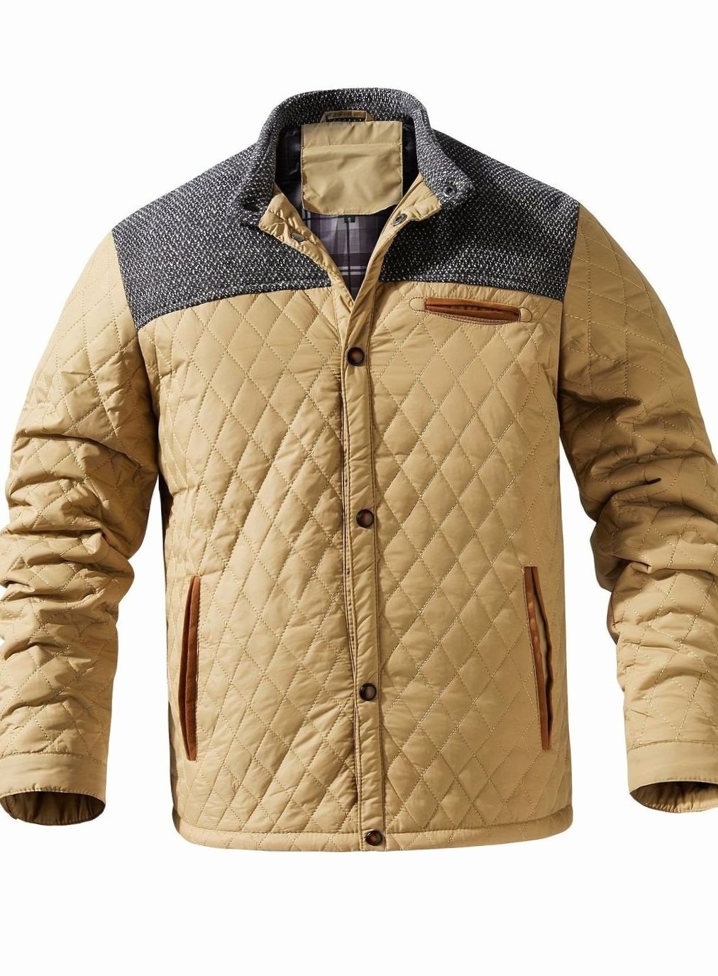 Stefan | Quilted Stand-Collar Snap-Front Jacket for Men