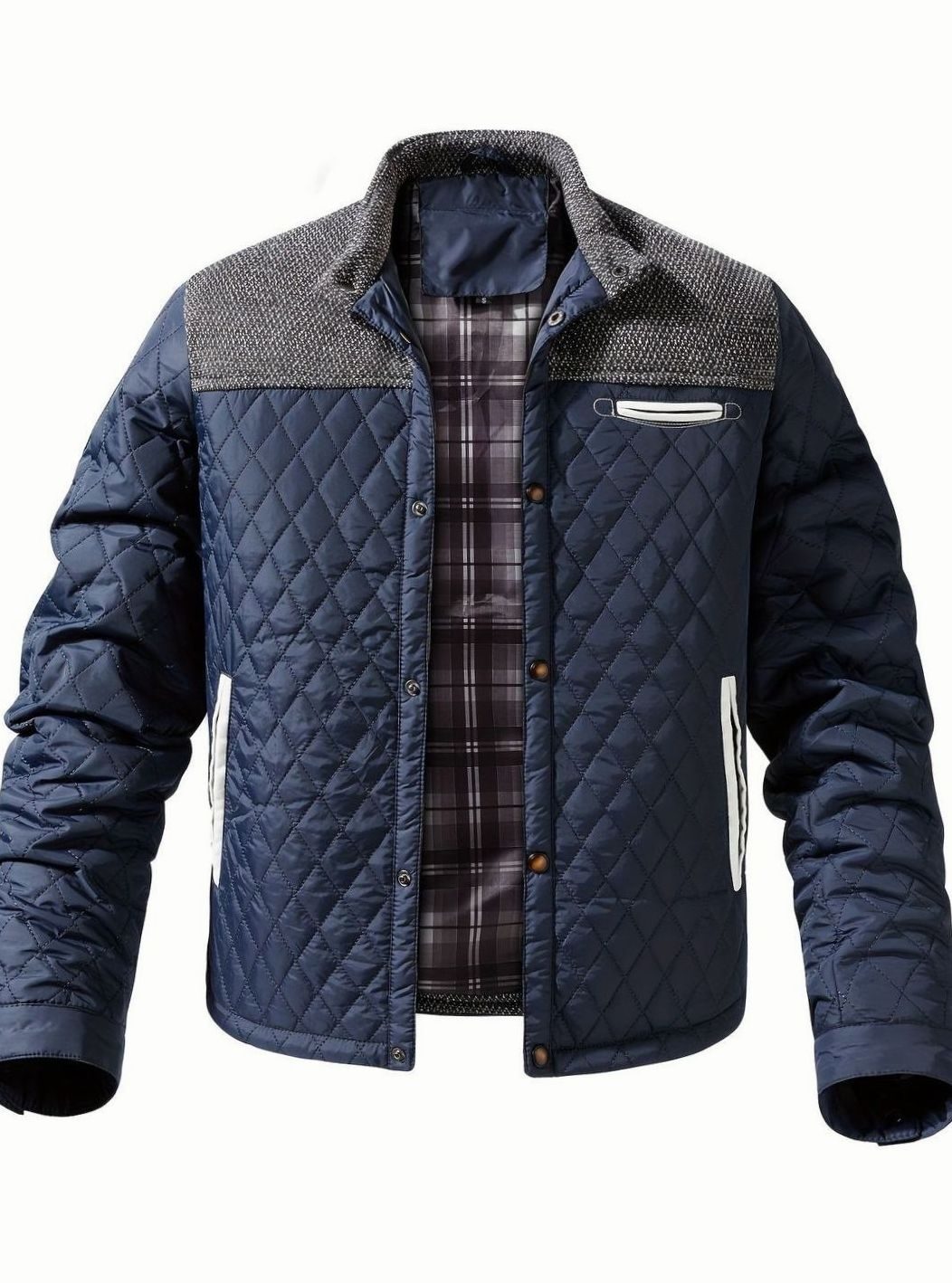 Stefan | Quilted Stand-Collar Snap-Front Jacket for Men
