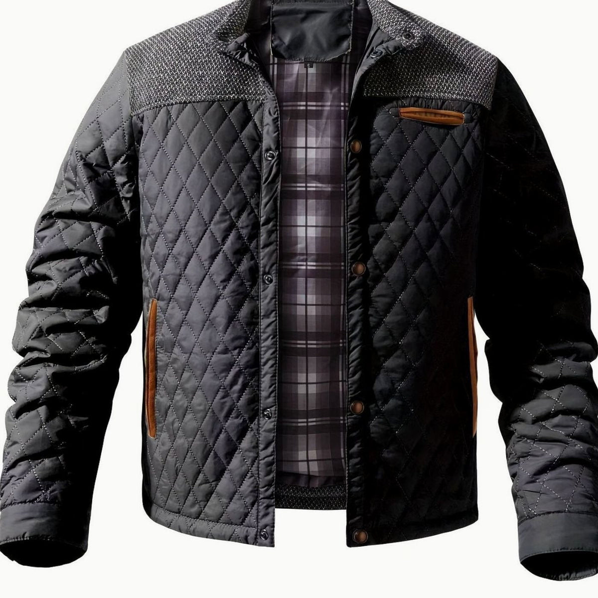 Stefan | Quilted Stand-Collar Snap-Front Jacket for Men