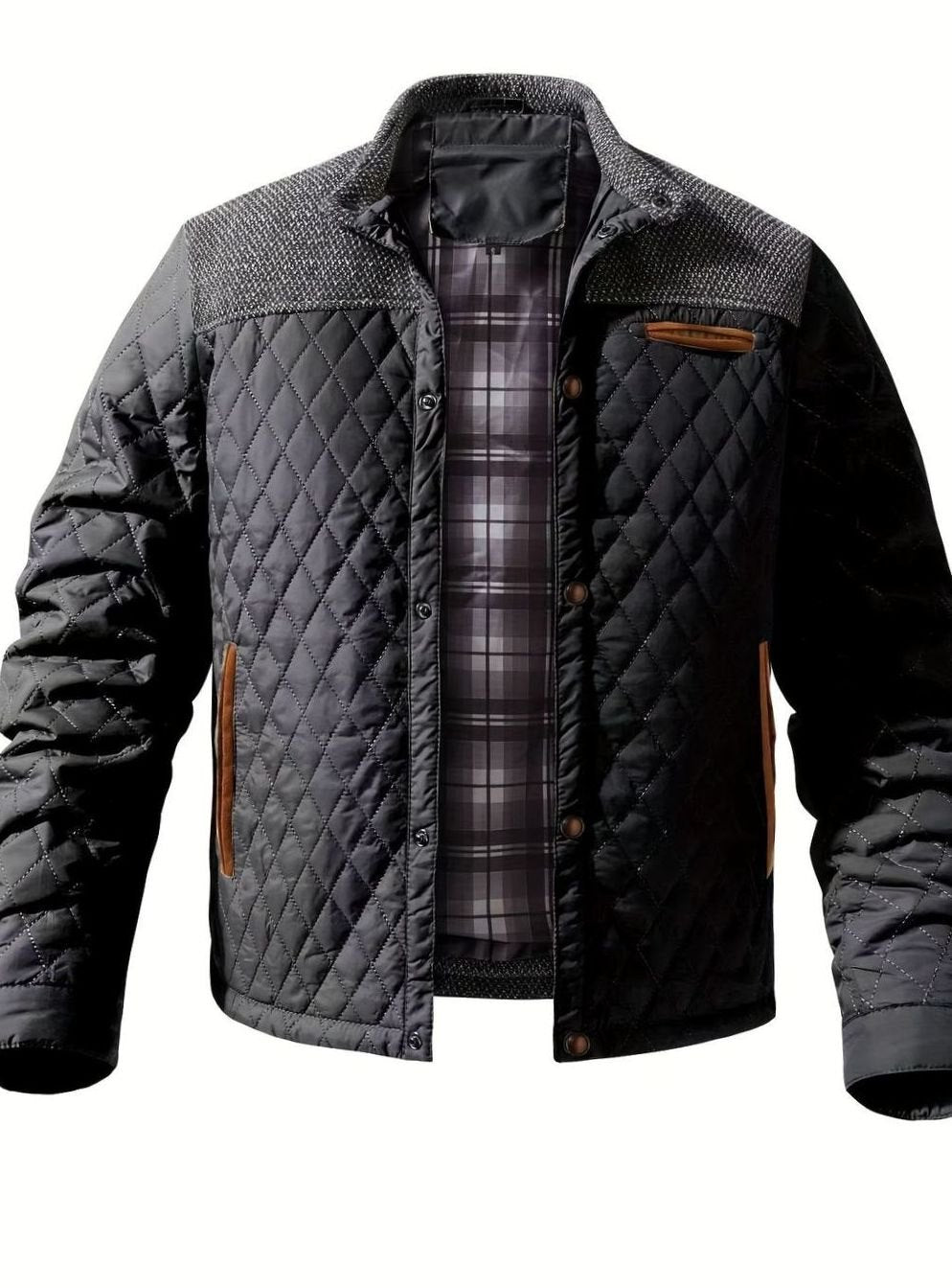 Stefan | Quilted Stand-Collar Snap-Front Jacket for Men