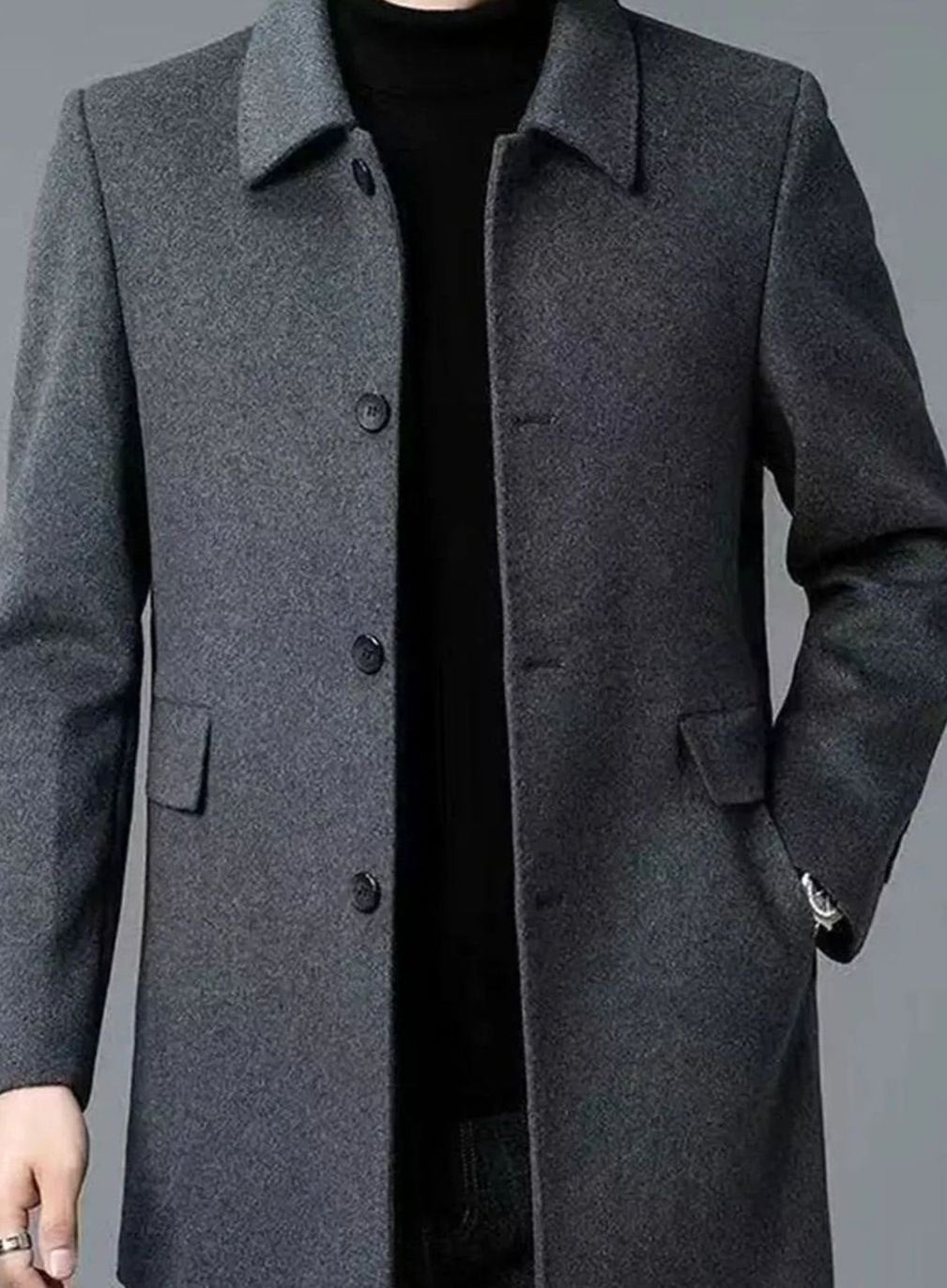 Bastian | Single-Breasted Longline Overcoat with Flap Pockets