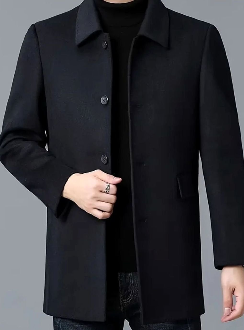 Bastian | Single-Breasted Longline Overcoat with Flap Pockets