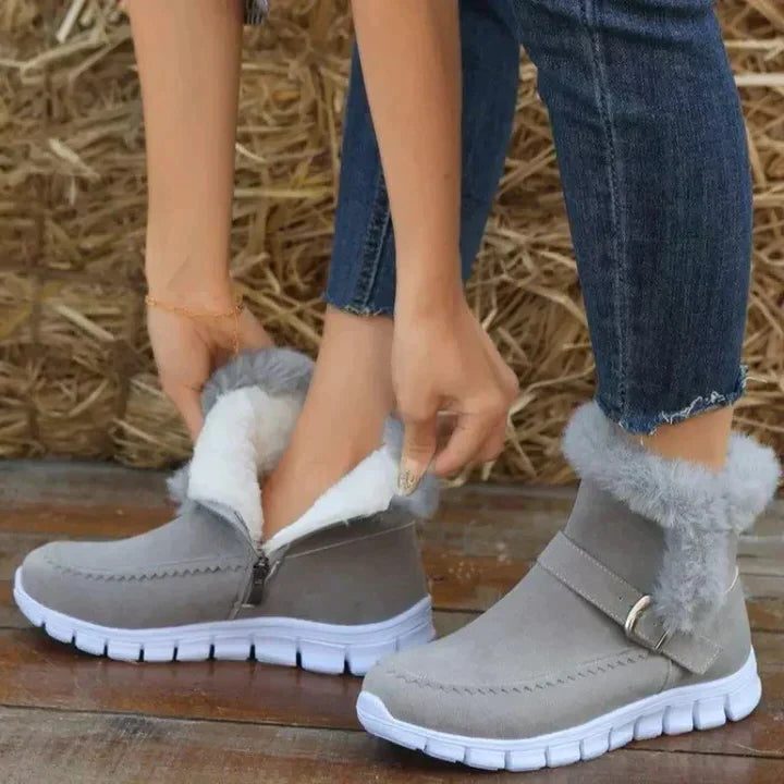 Melinda | Fur-Collar Zip-Up Ankle Winter Boots for Women