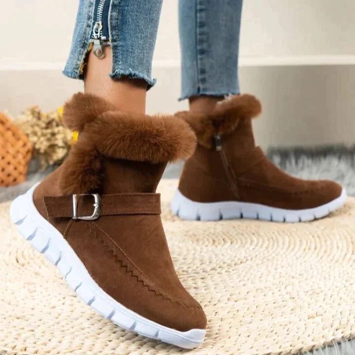 Melinda | Fur-Collar Zip-Up Ankle Winter Boots for Women