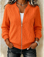 Eefje | Cable Knit Ribbed Zip-Front Cardigan for Women