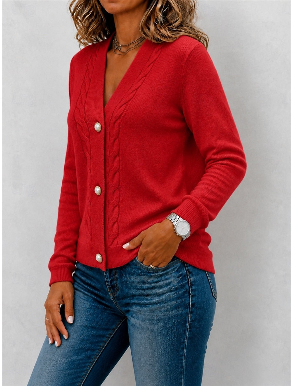 Judith | Cable Knit Button-Front Cardigan for Women