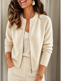 Jolien | Cropped Ribbed Zip-Up Cardigan for Women