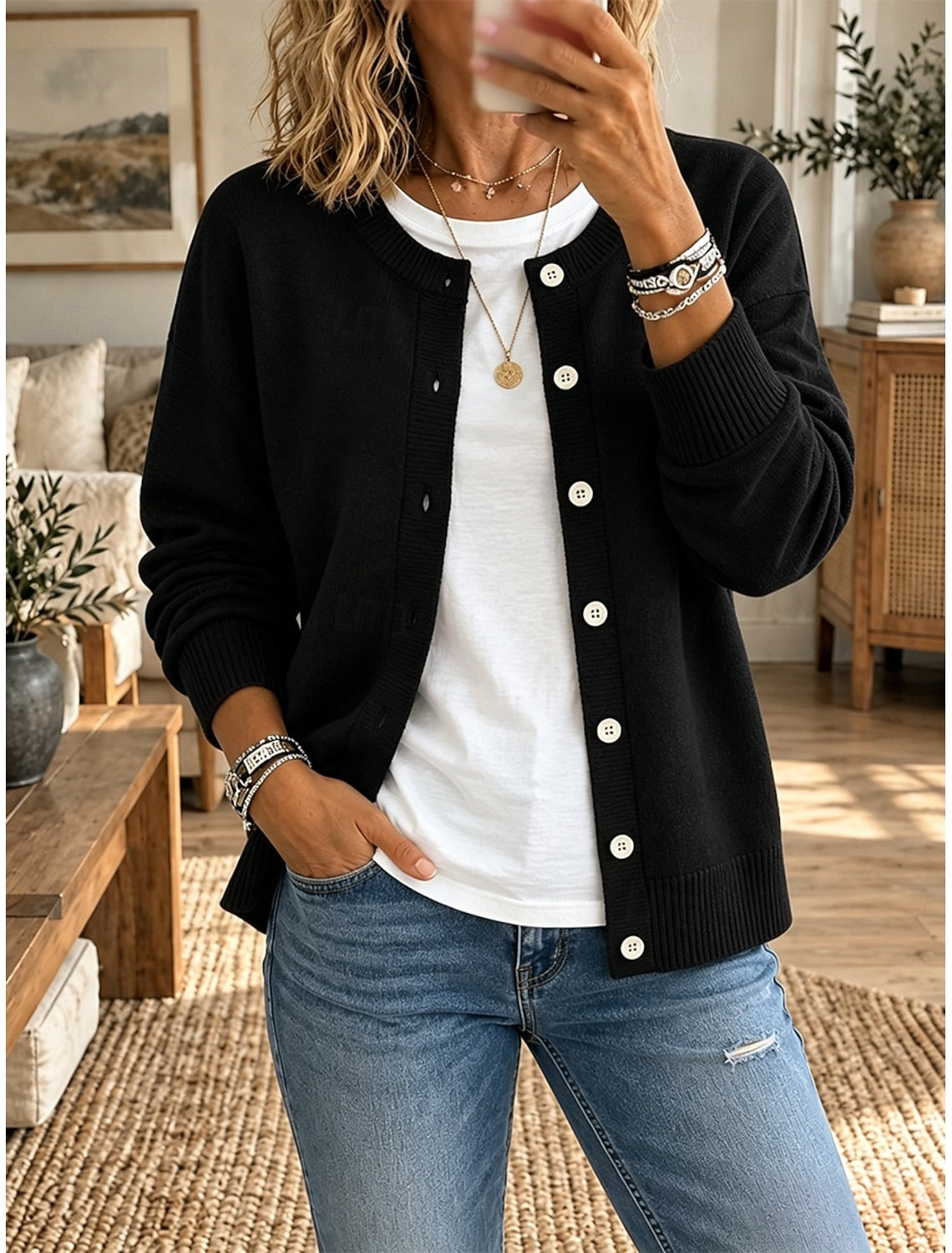 Jorien | Ribbed Button-Front Cardigan for Women