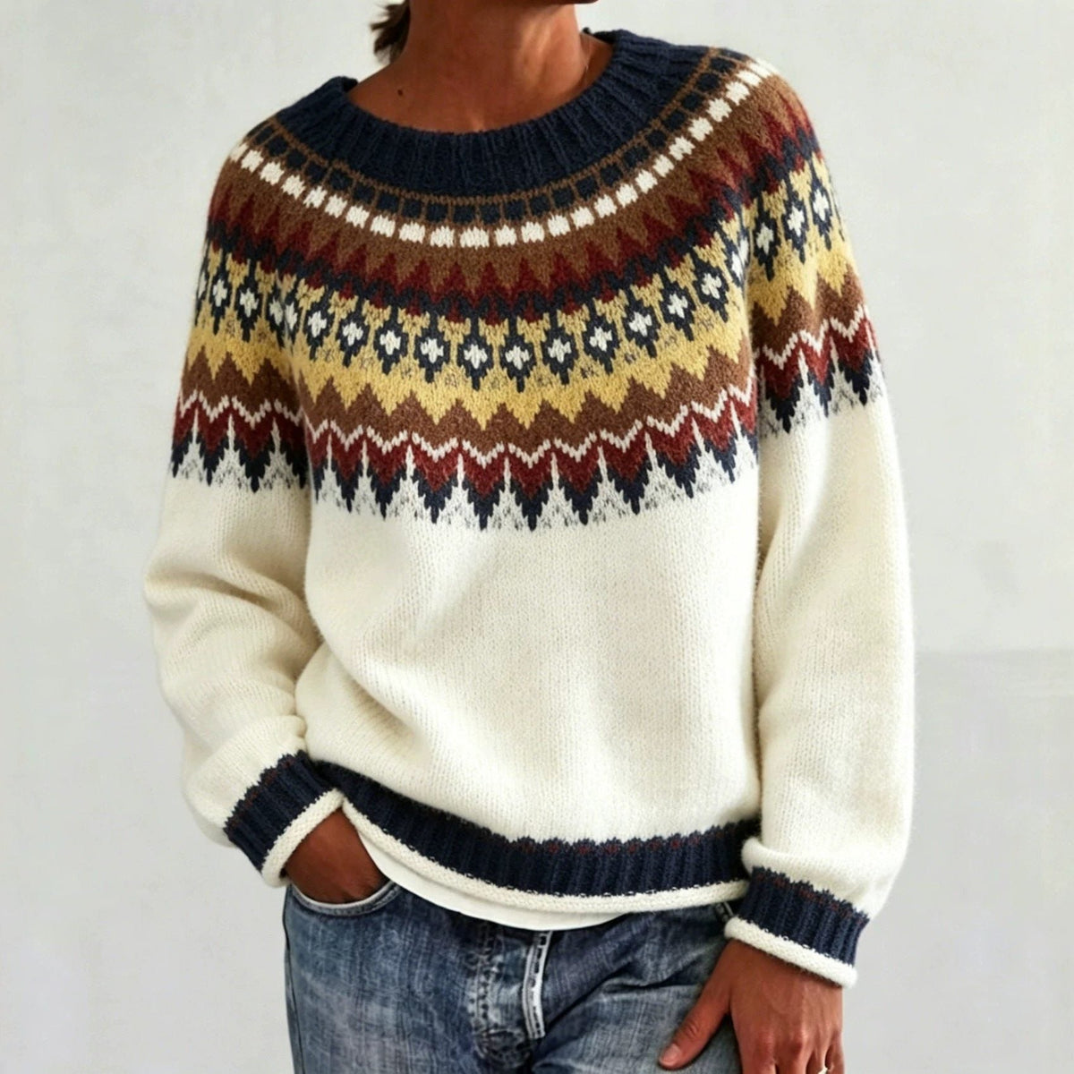 Gonne | Fair Isle Sweater with Crew Neck for Women