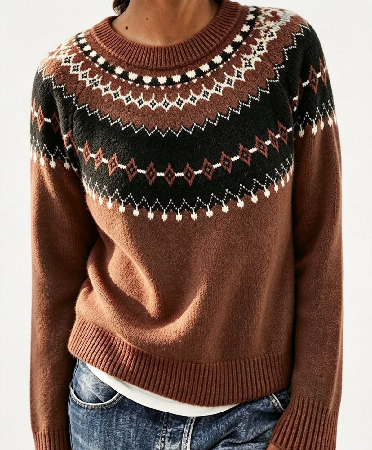 Gonne | Fair Isle Sweater with Crew Neck for Women